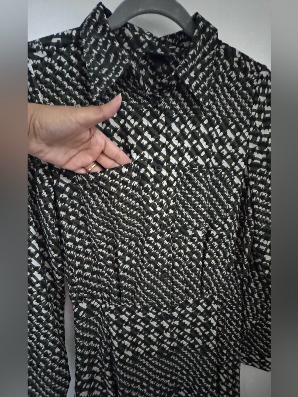 Who What Wear Black and White Printed Shirt Midi Dress S - Picture 4 of 15